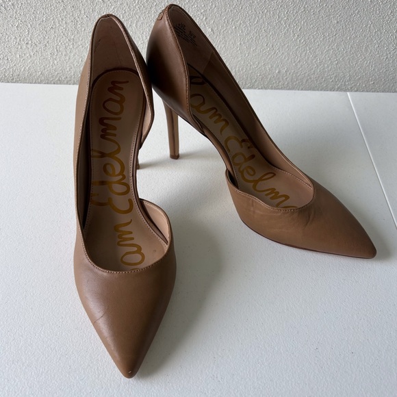 Sam Edelman Hensen Nude 4” Heel Size 9.5 Pointed Toe Leather Career Cocktail - Picture 1 of 12